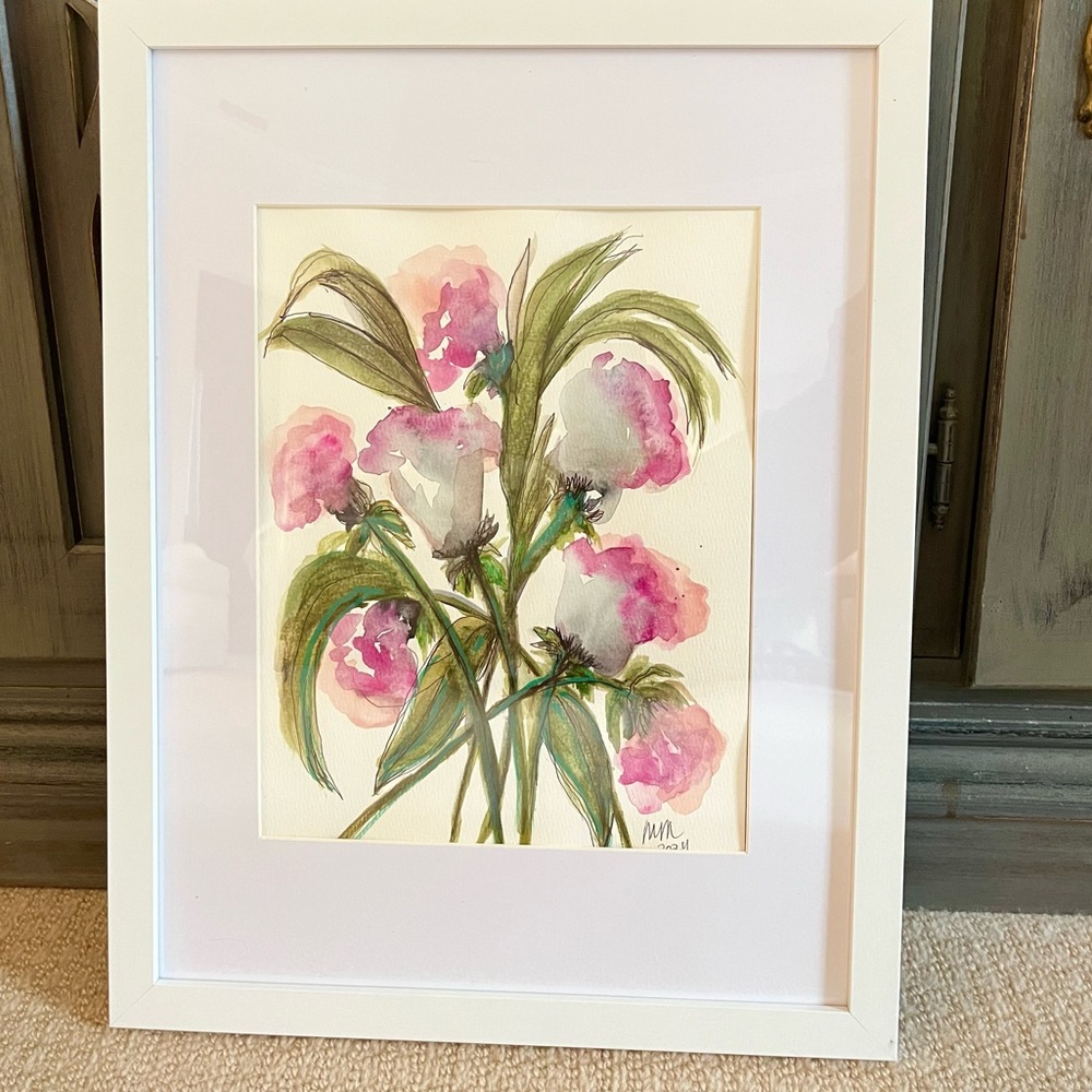 Original watercolor matted and framed